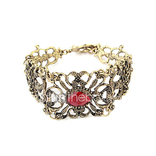 Vintage Alloy Zircon Hollow out Flower Pattern Bracelet