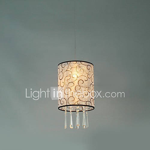 European Style Characteristic 1 Light Pendant with Fabric Shade