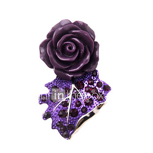 Elegant Alloy With Rhinestone Purple Rose Brooch