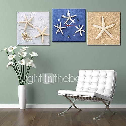 Modern Style Solid Wall Clock in Canvas 3pcs