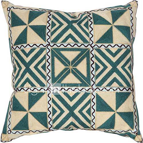 18 Square Geometric Embroidery Polyester Decorative Pillow Cover