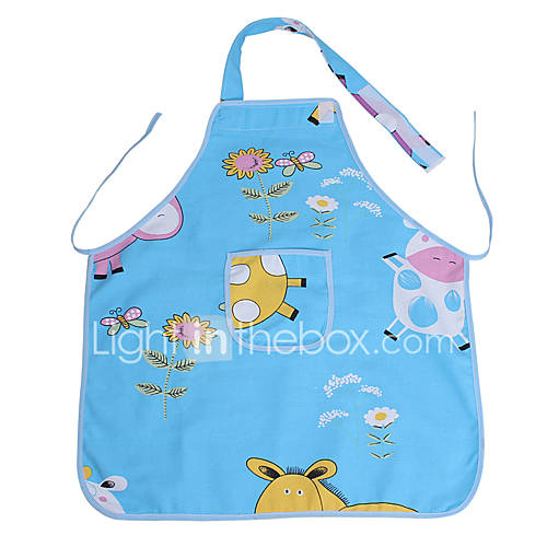 Waterproof Canvas Sky Blue Painted Children Apron without Oversleeve