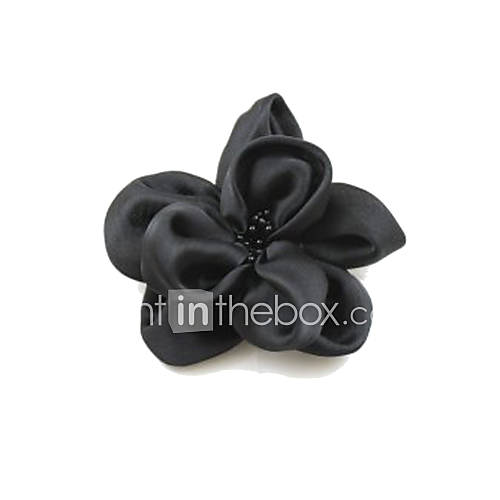 Black Imitation Pearl Cloth Flower Wedding Bridal Brooch