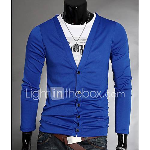 Mens V neck Cardigan Sweater