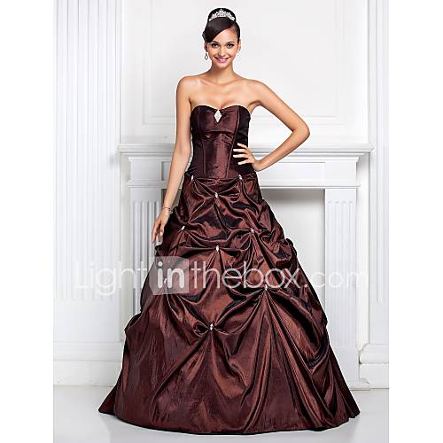 Ball Gown Sweetheart Floor length Taffeta Evening/Prom Dress With Pick Up Skirt
