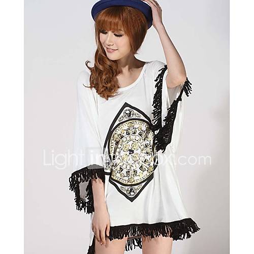 Womens Ethnic Print Tassels T shirts