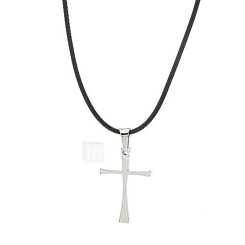 Mens Titanium Steel Cross Pendant Elegant Necklace