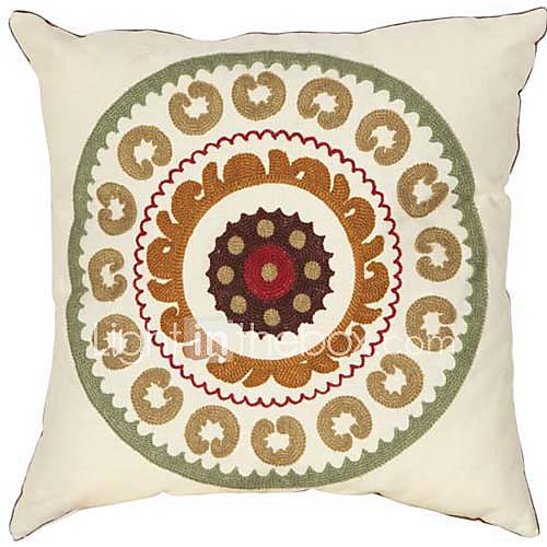 18 Square Traditional Embroidery Polyester Decorative Pillow Cover
