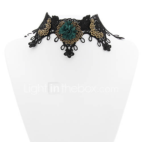 Handmade Toxic Blossom Black Lace Retro Gothic Lolita Choker Necklace