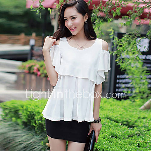 Womens Ruffled Cold Shoulder T shirts