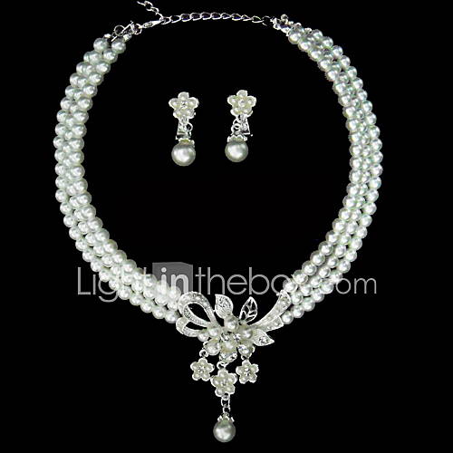 Elegant Alloy With Pearl Rhinestone Ladies Jewelry Sets