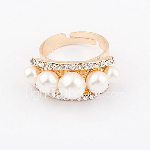 Attractive Alloy With Pearl Rhinestone Womens Ring