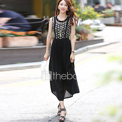 Womens Organza Splicing Maxi Dresses