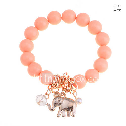 Lureme Alloy Elephant Pendant Bead Conneceted Bracelet(Assorted Colors)