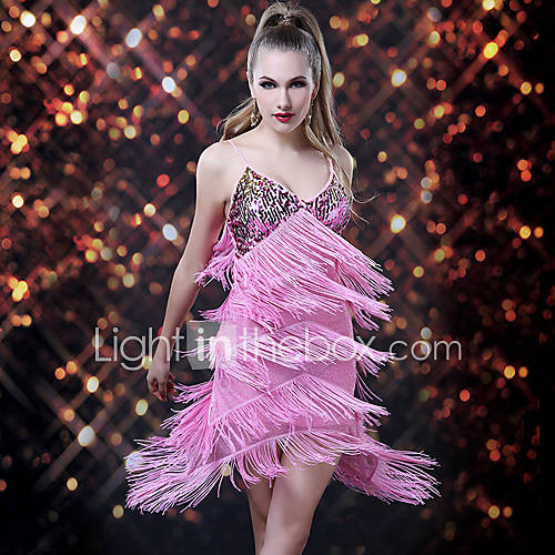 Dancer Showe Tassel Paillette Seductive Slip Dress Womens Costume