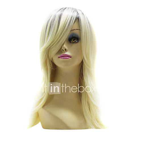 Capless Top Grade Synthetic Light Golden Blonde Medium Straight Hair Wig