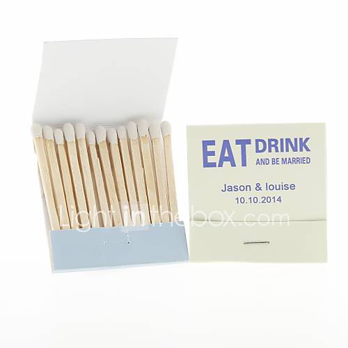 Personalized Matchbooks Eat, Drink (Script) Set of 12 (More Colors)