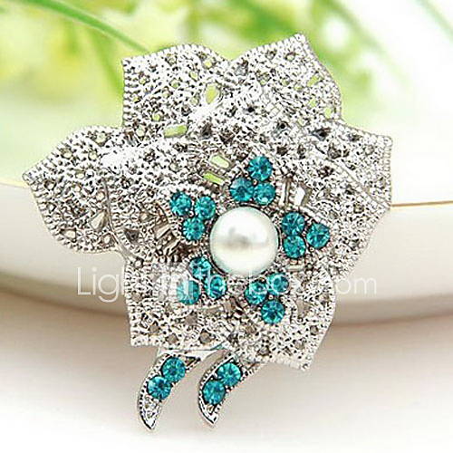 Gorgeous Alloy With Rhinestone/Pearl Flower Shaped Brooch(Random Color Delivery)