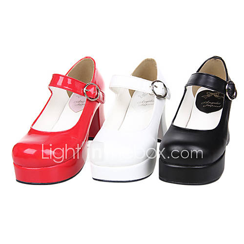 Handmade PU Leather 7.5cm Chunky Heel Classic Lolita Shoes