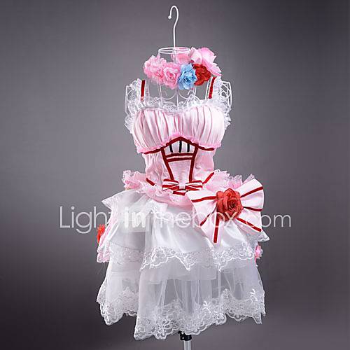 Sleeveless Short Pink and White Satin Sweet Lolita Dress