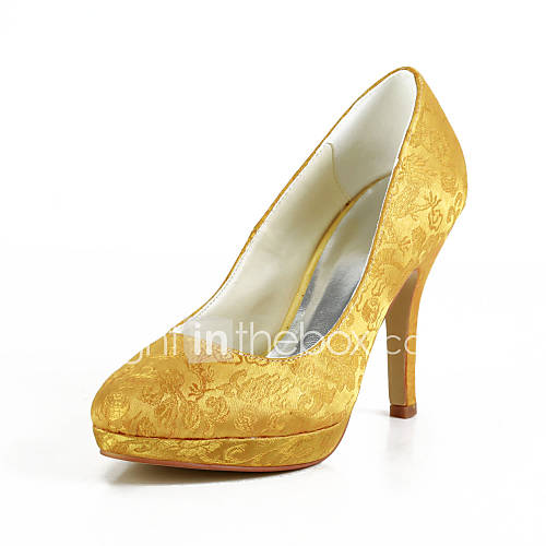 Bridal Satin Stiletto Heel Pumps with Embroidery Wedding/Special Occasion Shoes