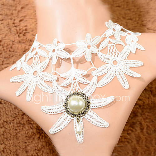 Fashion Lace With Pearl Flower Shaped Womens Necklace
