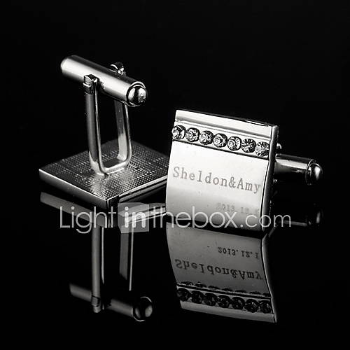 Personalized Simple Square Cufflinks With Rhinestone