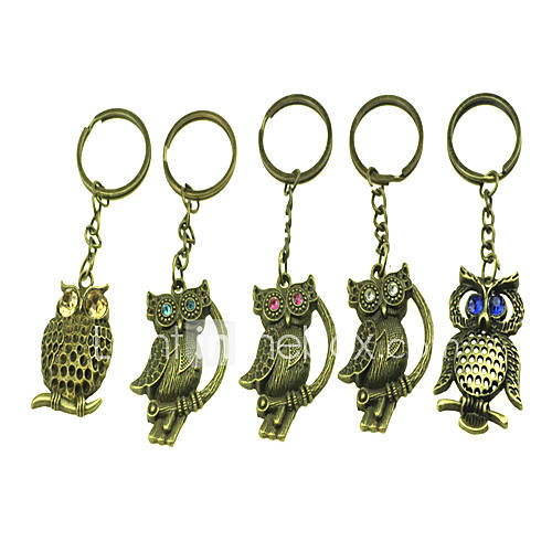 Distinctive Style Owl Shaped Metal Keychain(Random Color)