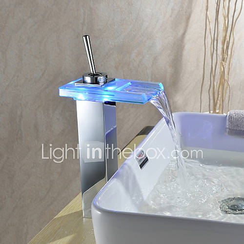 Sprinkle by Lightinthebox   Color Changing LED Waterfall Bathroom Sink Faucet (Chrome Finish)