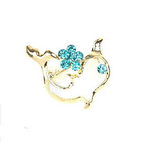 Unique Alloy With Rhinestone Dolphin Shaped Brooch(Random Color Delivery)