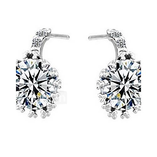 Elegant Sterling Silver With Cubic Zirconia Allergy Free Stud Earrings