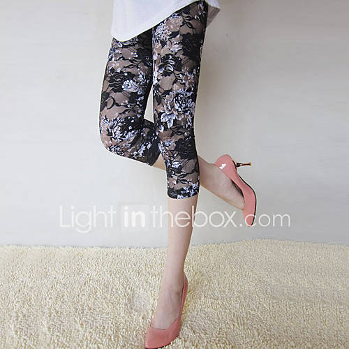 Summer Floral Print Lace Ultrathin Leggings
