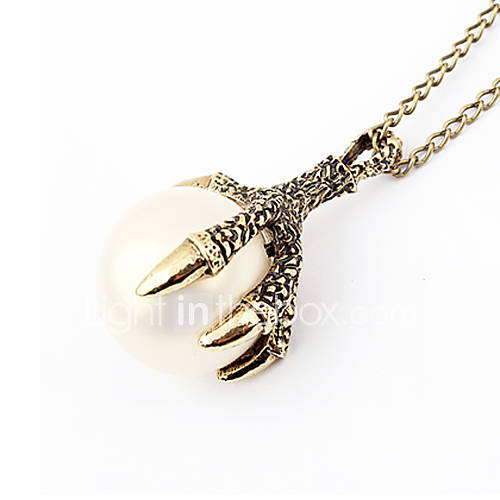 Fashion Alloy With Pearl Eagle Claw Shaped Pendant Womens Necklace