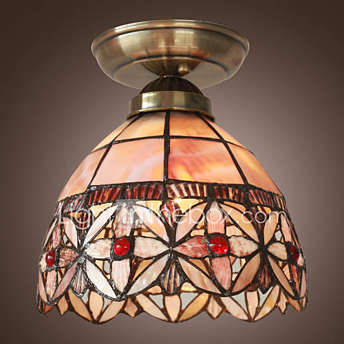 Pretty Floral Ceiling Lamp With Crimson Flowers