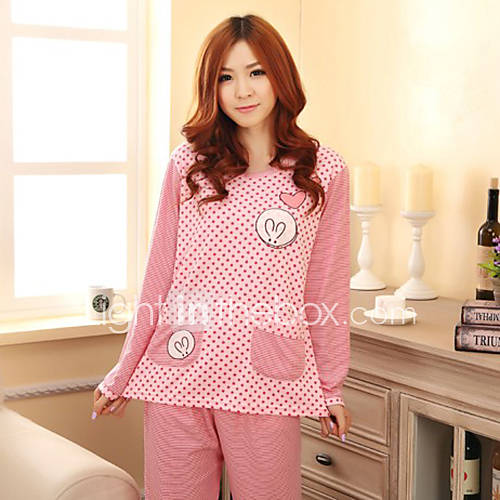 Heart Polka Dots Long Sleeves Lounge Wear