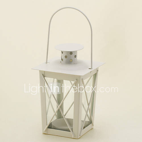 Simple White Iron Candle Lantern