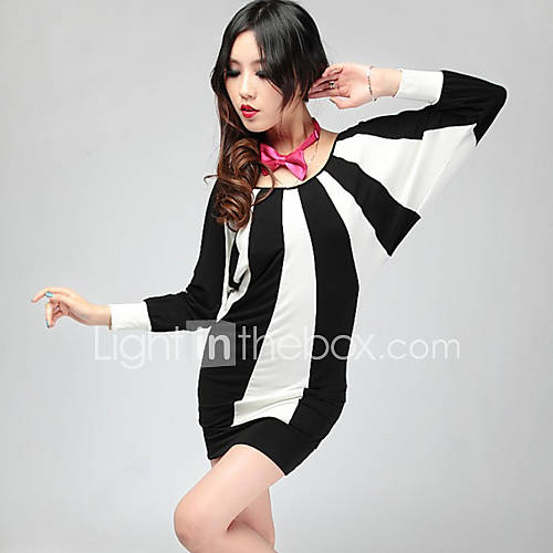 Womens Black white Stripes Mini Dresses