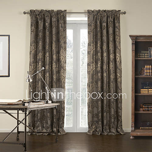 (One Pair) Jacquard Brown Gardern Blackout Curtain