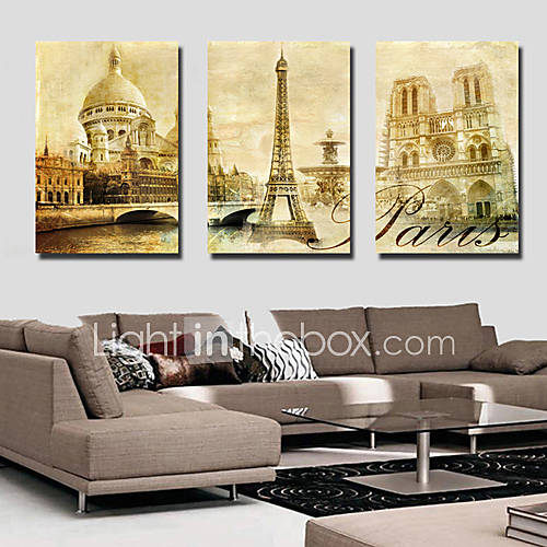 Stretched Canvas Art Landscape Architecture Set of 3