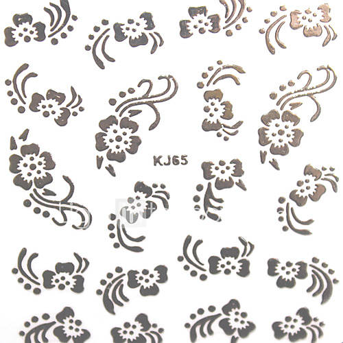 3PCS Mixed Pattern Silver Metal Nail Art Stickers KJ Sery No.7