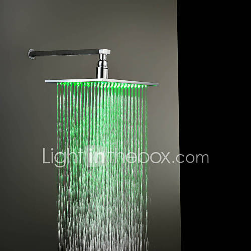 Contemporary 7 Colors Changing LED Chrome Shower Faucet Head of 10 inch