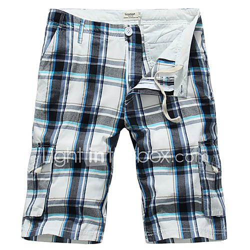 MenS Summer Beach Plaids Shorts Blue