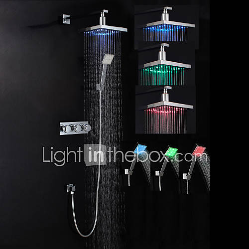 Modern Chrome Finish LED Wall Mount Shower Set (Showerhead Hand Shower)