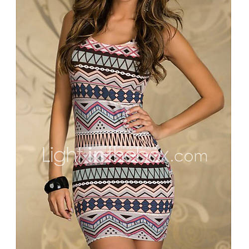 Fancy Form fitting Stretch Mini Dress with Ethnic print Dark Red