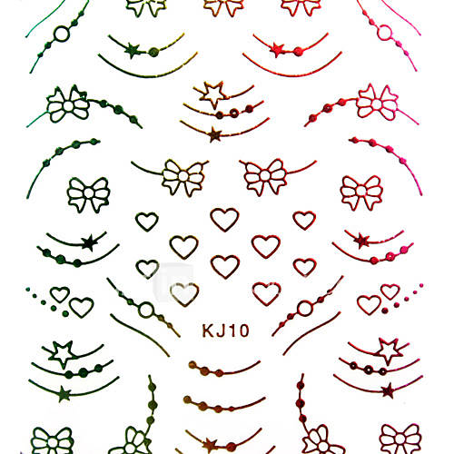 3PCS Mixed Pattern Colorful Metal Nail Art Stickers KJ Sery No.4
