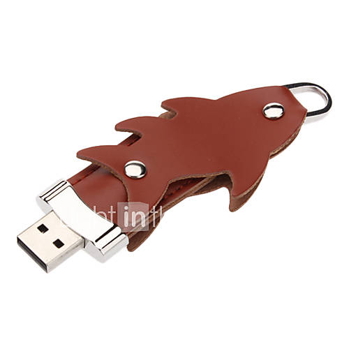 2GB PU Leather Fish Keychain Pendant USB Flash Drive