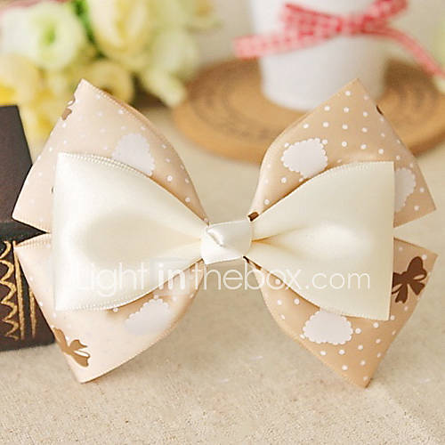 Champagne Satin 10.5cm Bow Classic Lolita Barrette