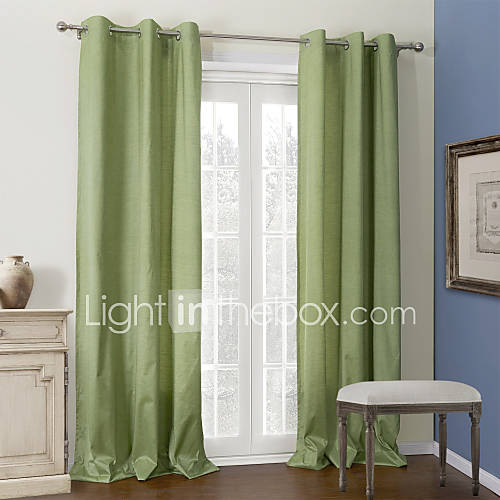 (One Pair) Light Green Solid Coating Thermal Curtain