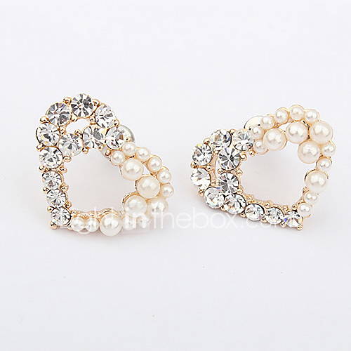 Exquisite Alloy With Rhinestone/Pearl Heart Shaped Womens Earrings