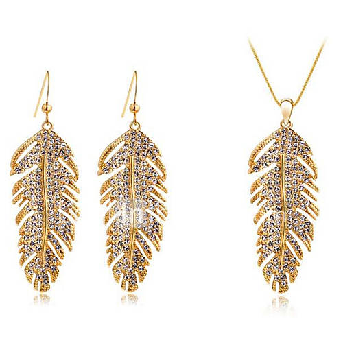 Gorgeous Alloy With Rhinestones Leaves Shaped Peandant Womens Jewelry Set Including Earrings,Necklace (More Colors)
